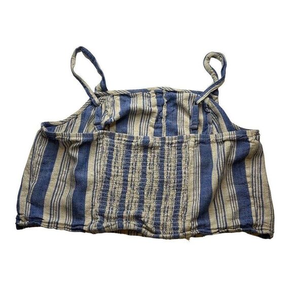 Torrid Linen Blend Button Front Crop Tank Multi Stripe Blue size 1/ XL - Picture 3 of 5